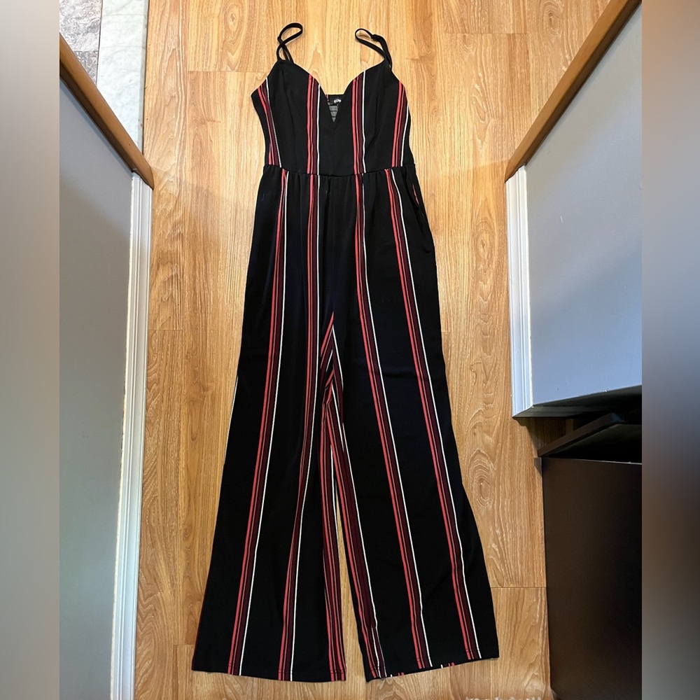 Black and red stripey jumpsuit